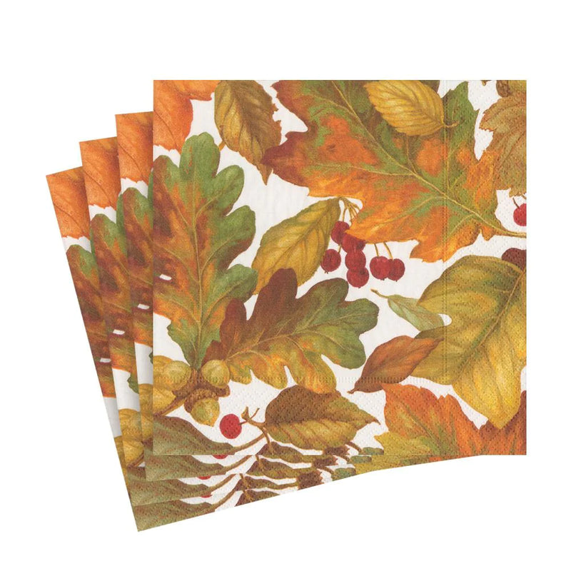 Caspari Autumn Leaves Paper Napkin - Lunch | Putti Thanksgiving Celebrations 
