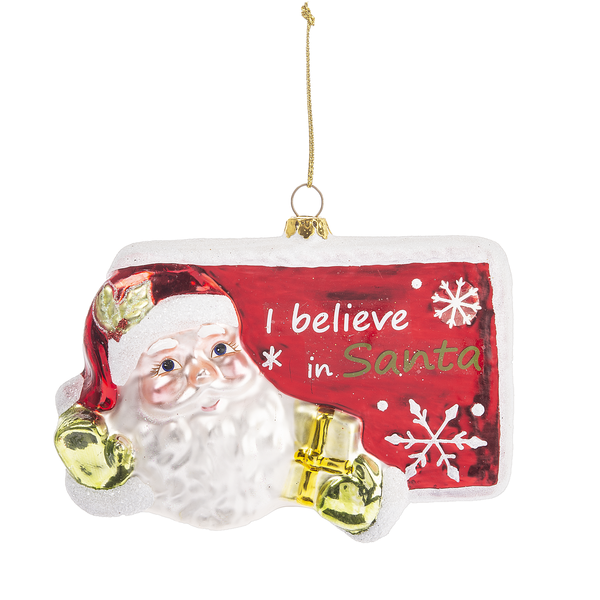 "I Believe in Santa" Glass Ornament