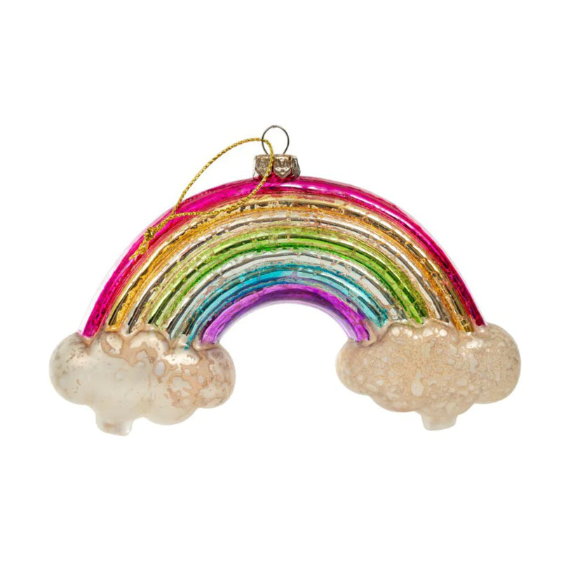 Rainbow with Clouds  Glass Ornament | Putti Celebrations