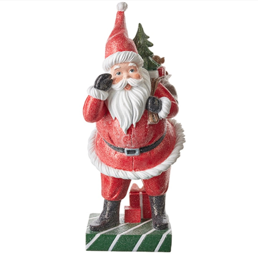 Glittered Retro Santa Figurine