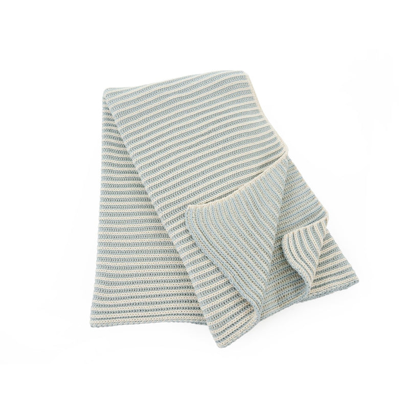  Double Ribbed Throw Blue and Natural, IT-Indaba Trading, Putti Fine Furnishings
