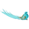 Aqua Beaded Feather Bird with Clip | Putti Christmas Decorations