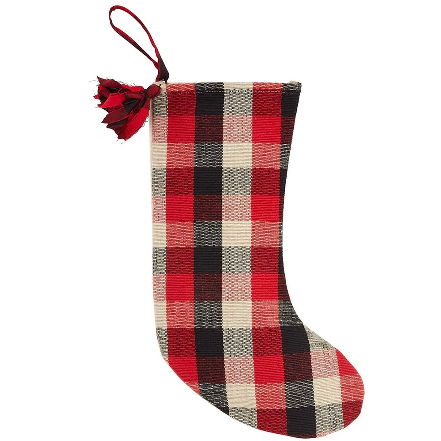 Mud Pie Buffalo Check Stocking with Tassel | Putti Christmas 