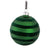 Green Flock Stripe Glass Ball Ornament | Putti Christmas Celebrations 