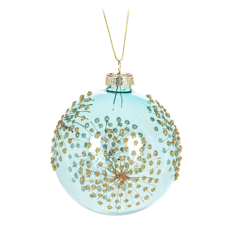 Aqua Fireworks Ball Glass Ornament | Putti Christmas Canada 