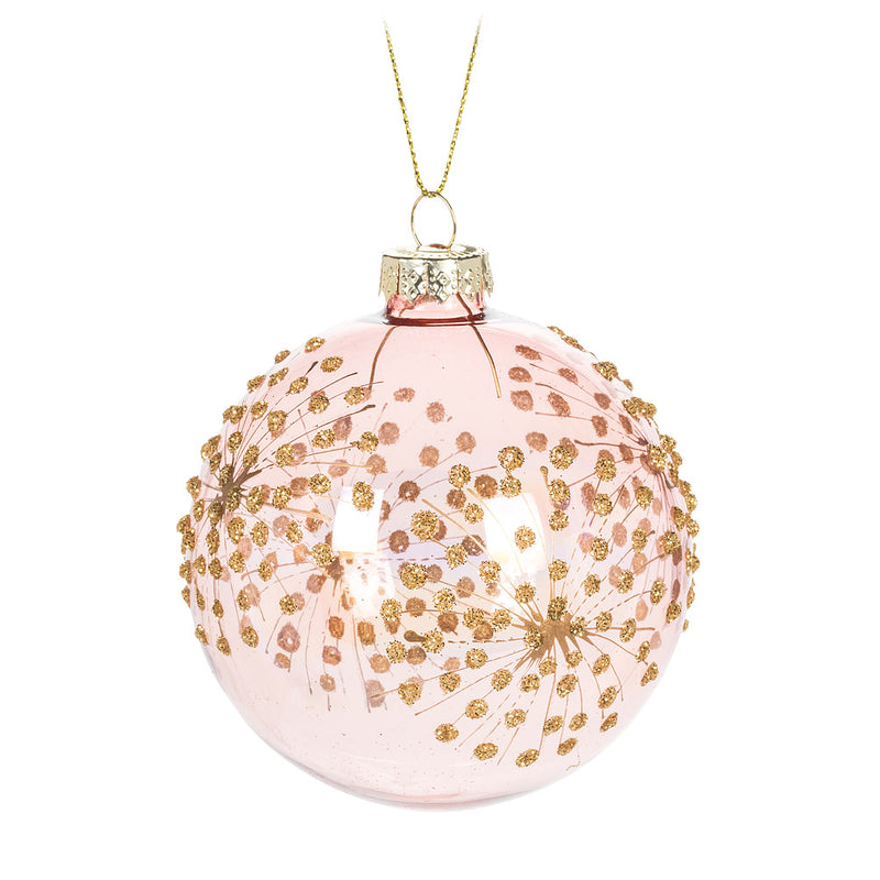 Blush Pink Fireworks Ball Glass Ornament | Putti Christmas Canada 
