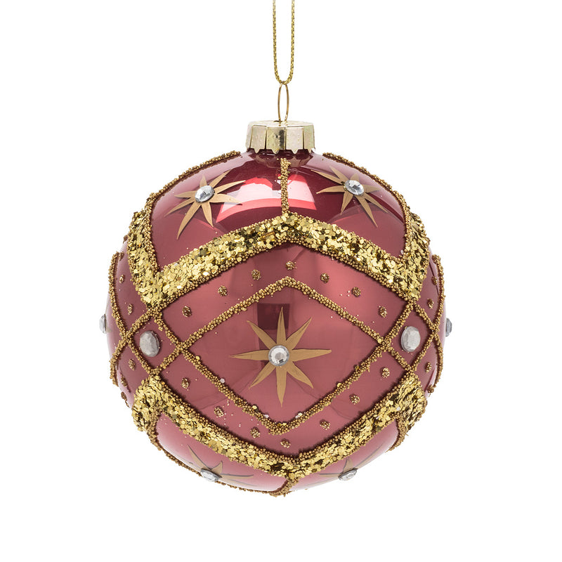 Dusty Rose Glass Ball Ornament