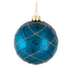 Blue with Gold Swirl Glass Ball Ornament | Putti Christmas
