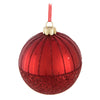 Red Glitter Bottom Glass Ball Ornament | Putti Christmas Celebrations