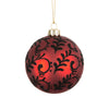 Red Scroll Glass Ball Ornament - Putti Christmas Canada