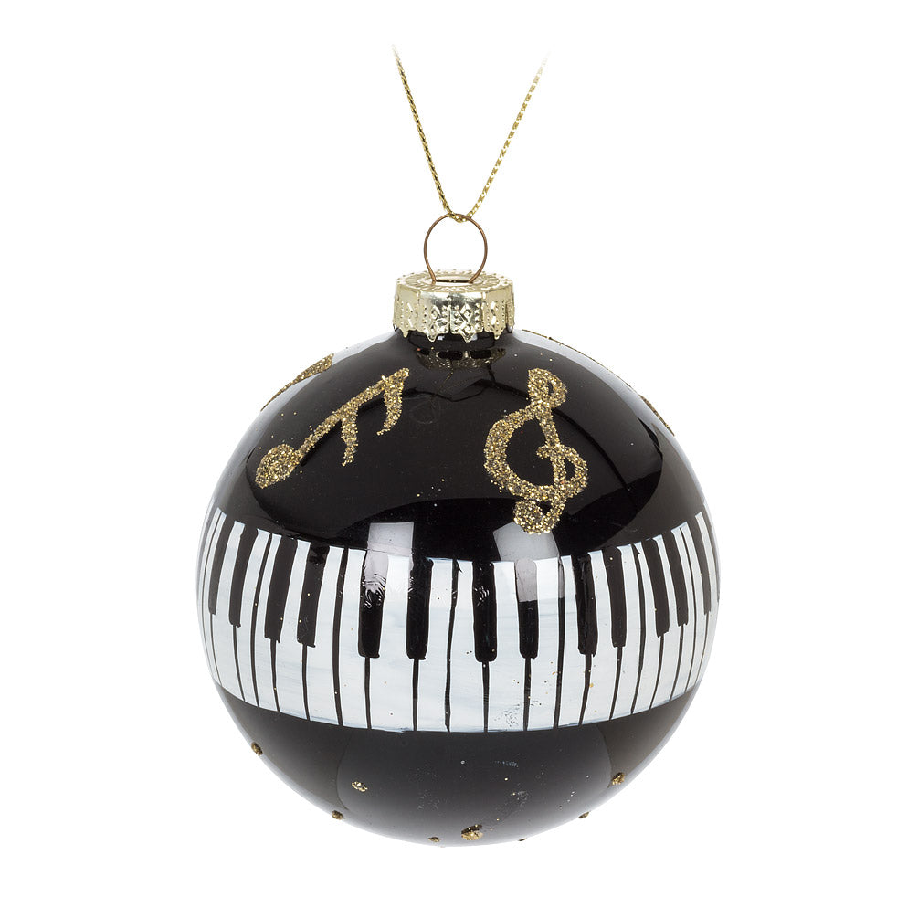 Piano Keys Black Glass Ball Ornament | Putti Christmas Decorations Canada 