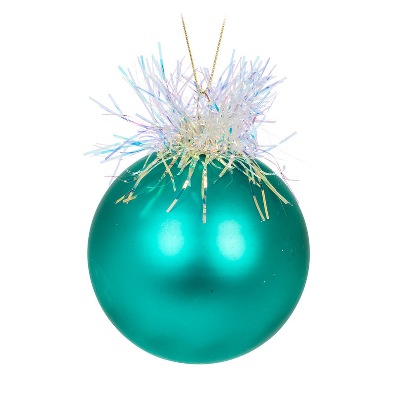 Colour Ball with Tinsel Glass Ball Ornament