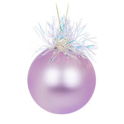 Colour Ball with Tinsel Glass Ball Ornament