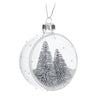Cut Away Glass Ball Ornament with Silver Brush Trees | Putti Christmas