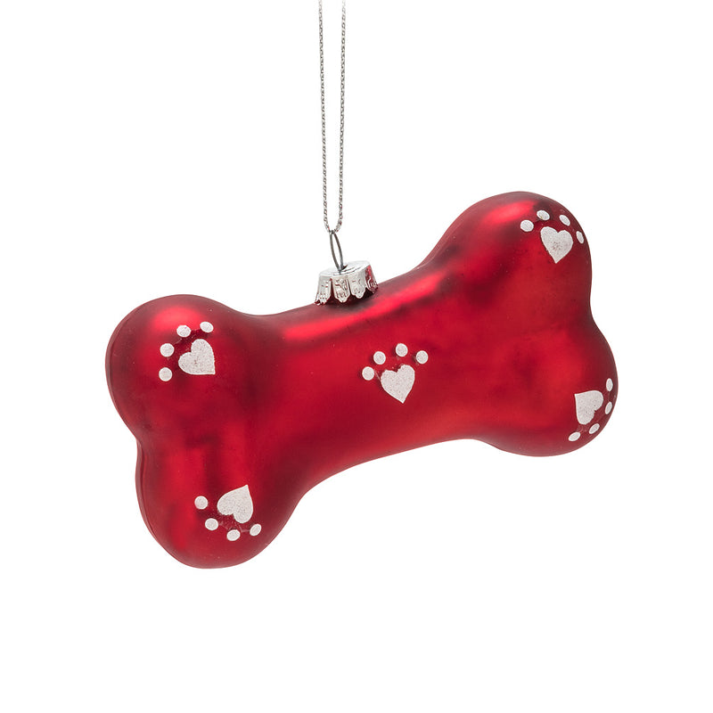 Dog Bone Glass Christmas Ornament | Putti Christmas Celebrations 