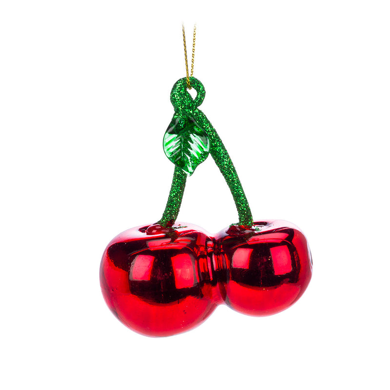 Double Cherry Glass Ornament  | Putti Christmas 