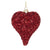 Red Glitter Drop Heart Glass Ornament  | Putti Christmas Decorations 