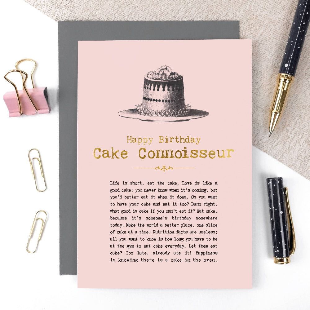 Cake Connoisseur Foiled Birthday Card