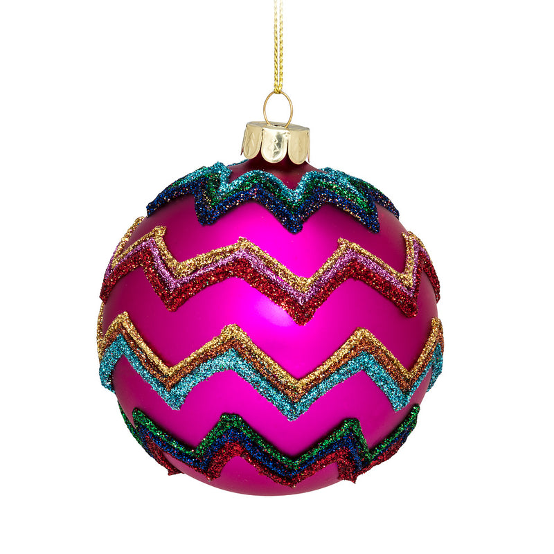  Bright Zigzag Ball Ornament, AC-Abbott Collection, Putti Fine Furnishings