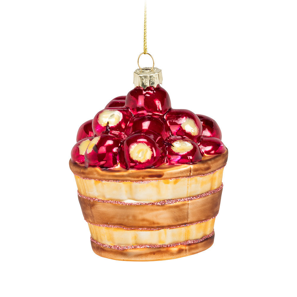  Basket of Apples Glass Ornament, AC-Abbott Collection, Putti Fine Furnishings