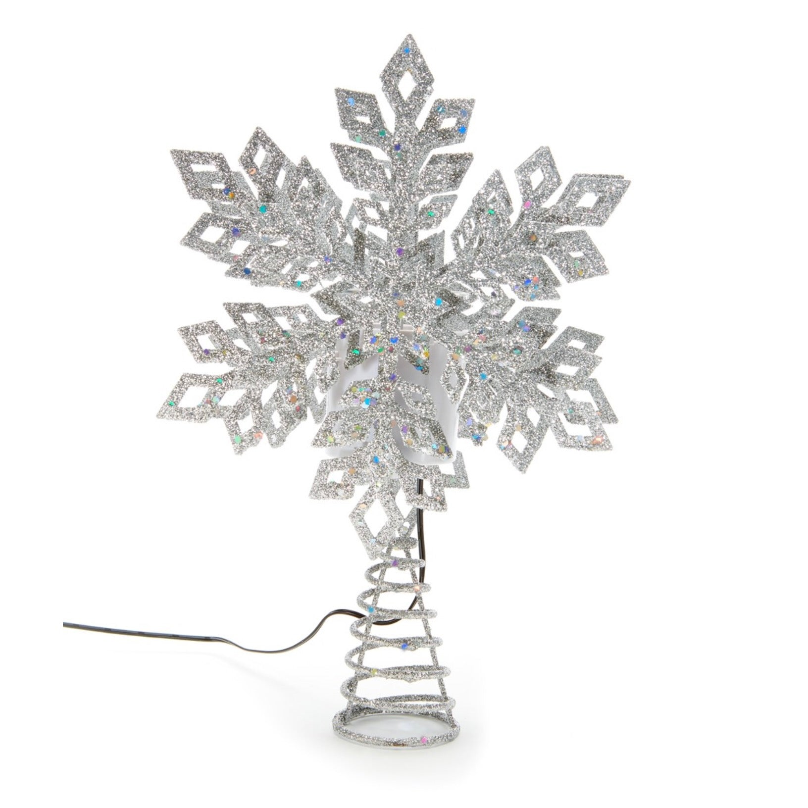 Silver Snowflake Tree Topper with Projector