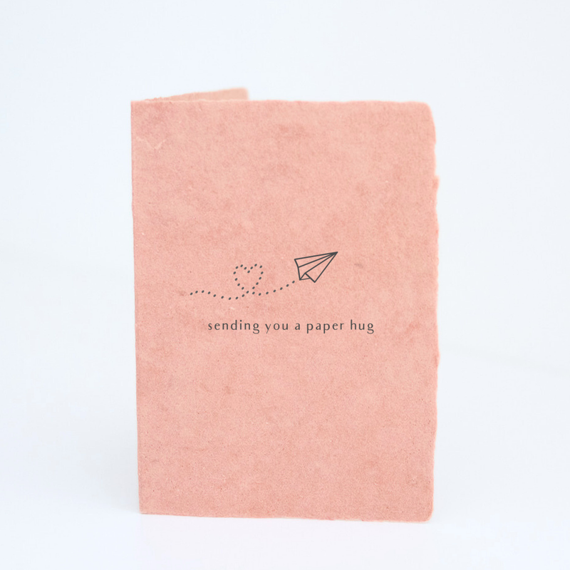 Handmade Paper "Sending you a paper hug" Encouragement Greeting Card