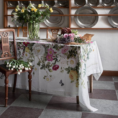 Rose Flower Garden Linen Tablecloth - Large