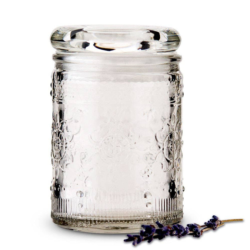 Floral Pressed Glass Mason Jar