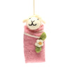 Swaddling Lamb Felt Ornament - Pink | Putti Fine Furnishings