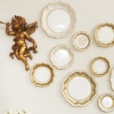 Party Porcelain Gold Large Paper Plates, TT-Talking Tables, Putti Fine Furnishings