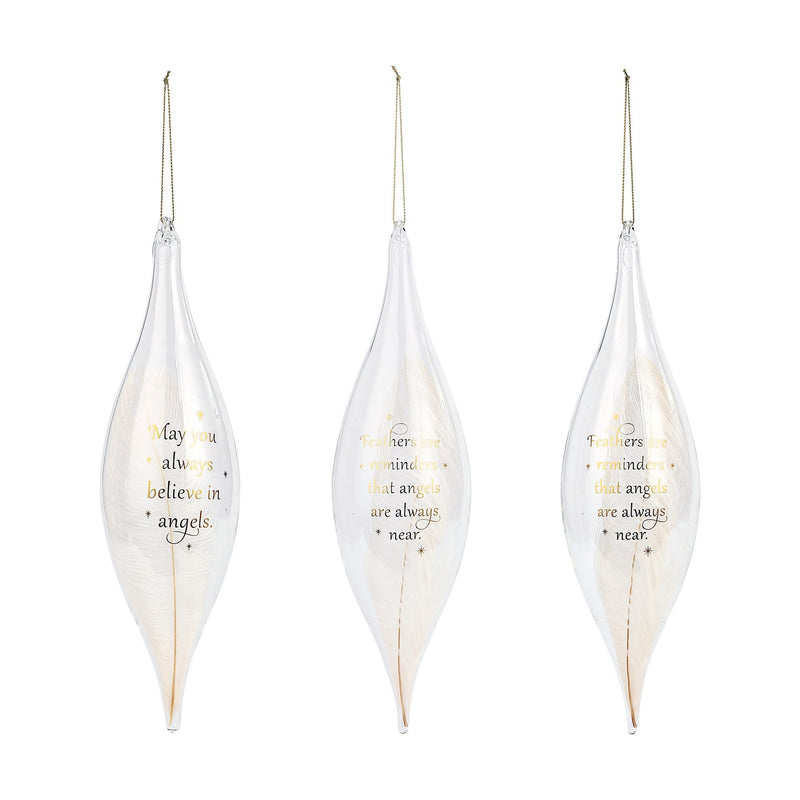 Feather Angel Message Glass Ornament
