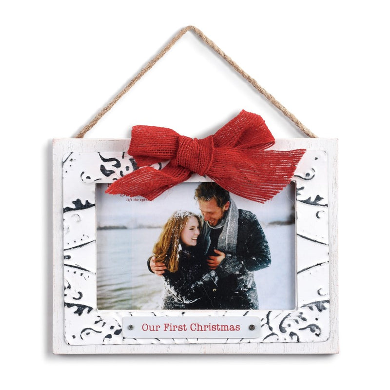 "Our First Christmas" Ceiling Tin Frame Ornament