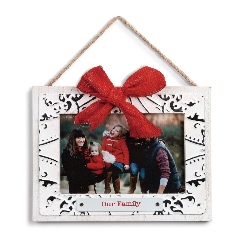 "Our Family" Ceiling Tin Frame Ornament  | Putti Christmas Decorations 