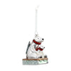 Polar Bears on Sled Glass Ornament