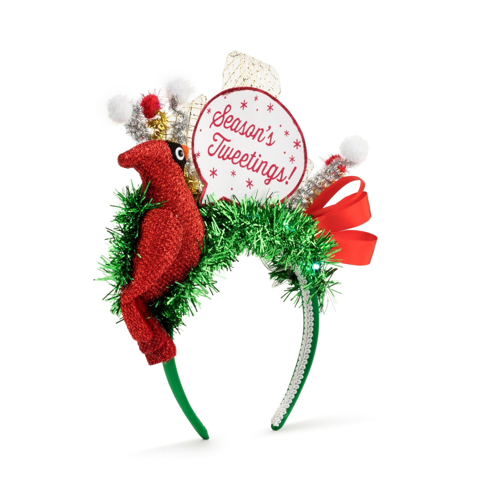 "Season's Tweetings" Cardinal Headband Fun Holiday Party Attire  | Putti Christmas 