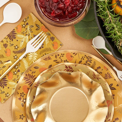 Sophistiplate Gold Harvest Wavy Paper Dinner Plate | Putti Celebrations