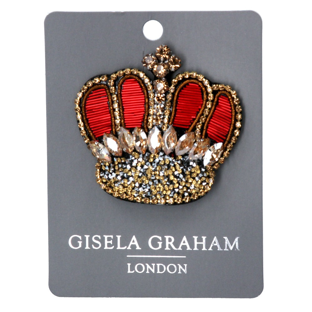 Diamante Red Crown Brooch | Putti Christmas