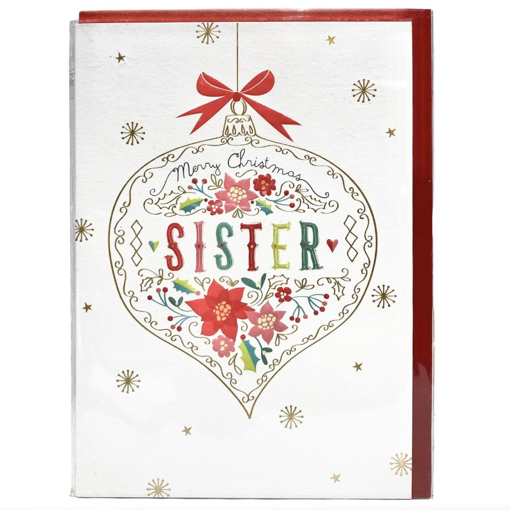 The Art File "Merry Christmas Sister" Bauble Greeting Card | Putti Christmas