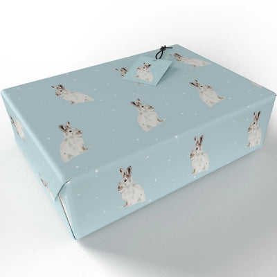 Winter White Hares Wrapping Paper Sheet
