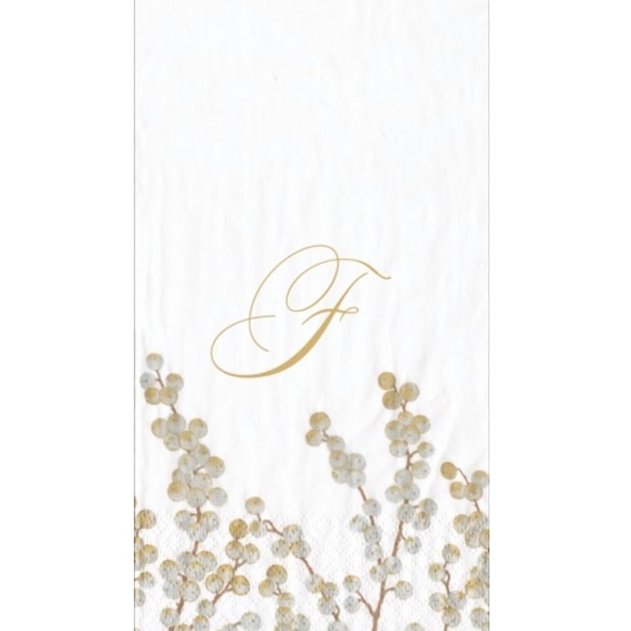 Caspari Berry Branches Monogram Paper Guest Towel - Letter F | Putti 