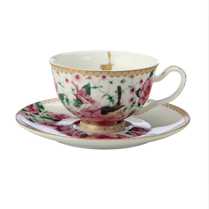 Silk Road Floral Porcelain Teacup and Saucer