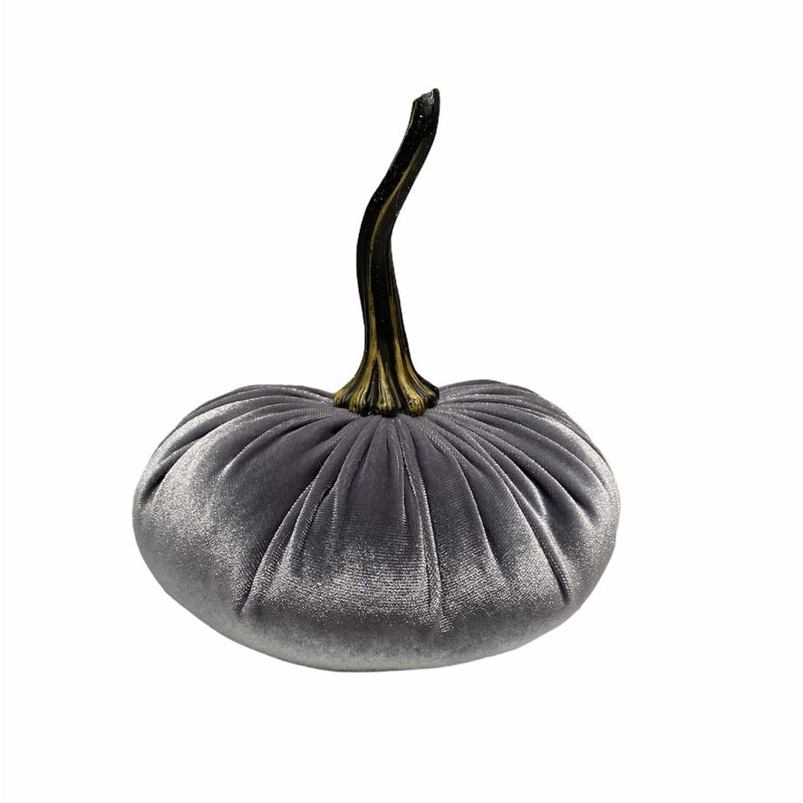 Extra Large Velvet Pumpkin - Grey | Putti Fine Furnishings Canada