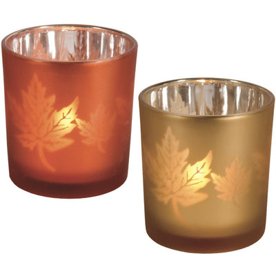 Gold Maple Leaf Tea Light Holder | Putti Thanksgiving Fall Celebrations
