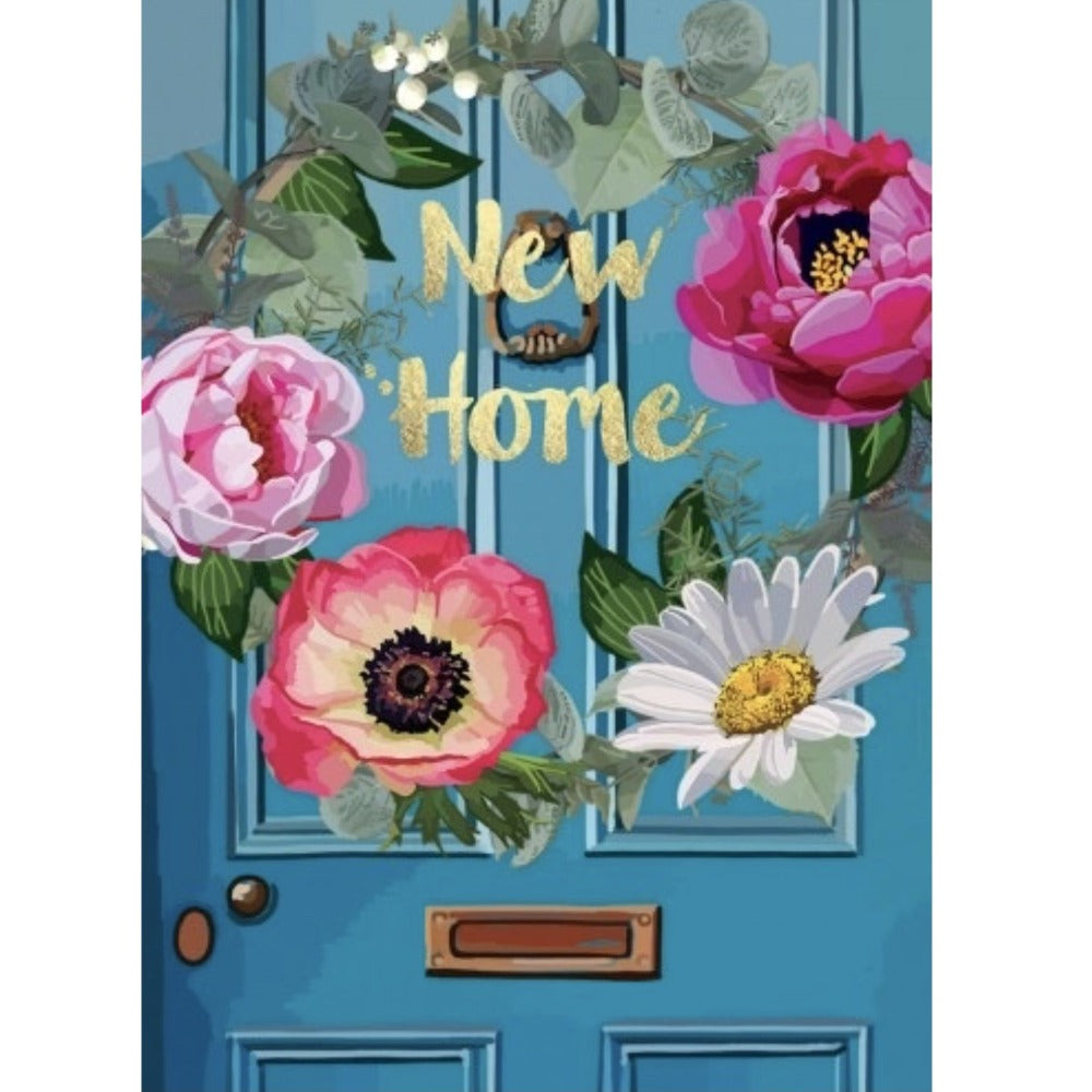 Sarah Kelleher Door with a Floral Wreath "New Home" Greeting Card | Putti 