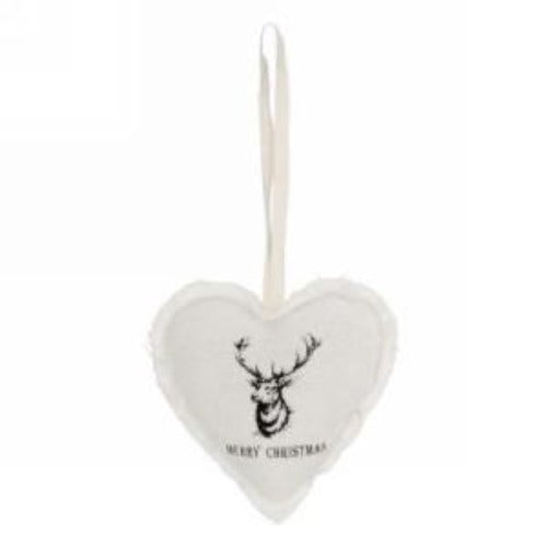 Fabric Heart Ornament with Deer Head