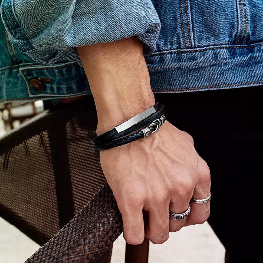 Male leather bracelet on sale
