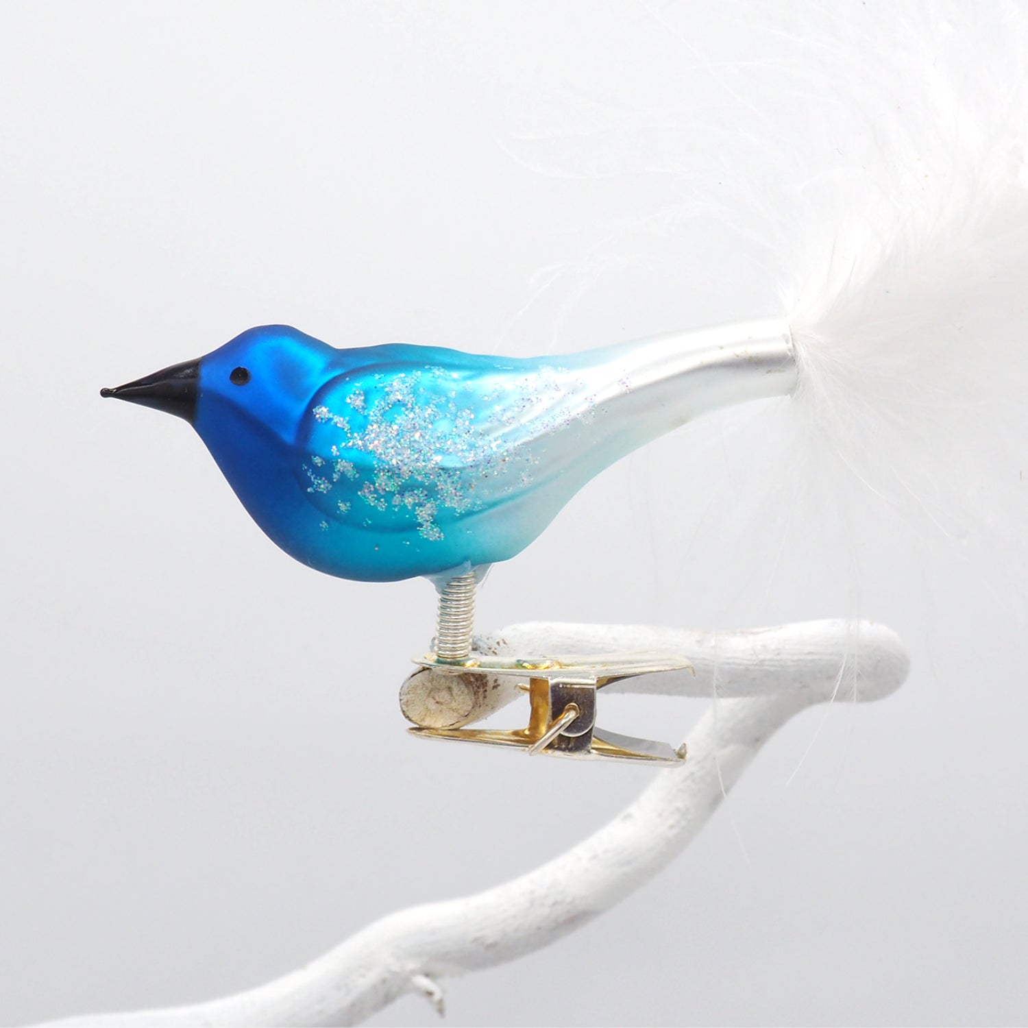 "Bayu" Blue and White Small Glass Bird Ornament