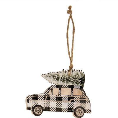 Black and White Buffalo Check Car and Truck Ornament