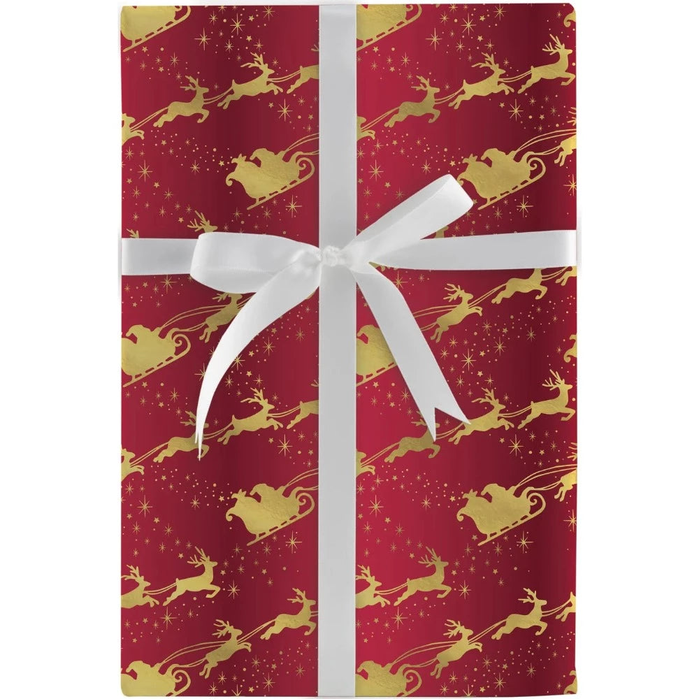 Santa Over The Moon Wrapping Paper Roll | Putti Christmas Canada 