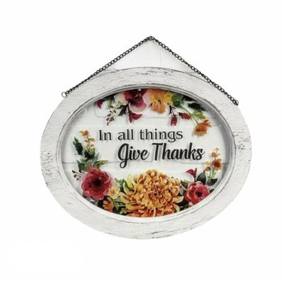 "In all things give thanks" Window Frame Plaque | Putti Celebrations Canada